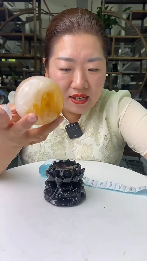 水晶珠宝半成品未镶嵌黄胶花球D398