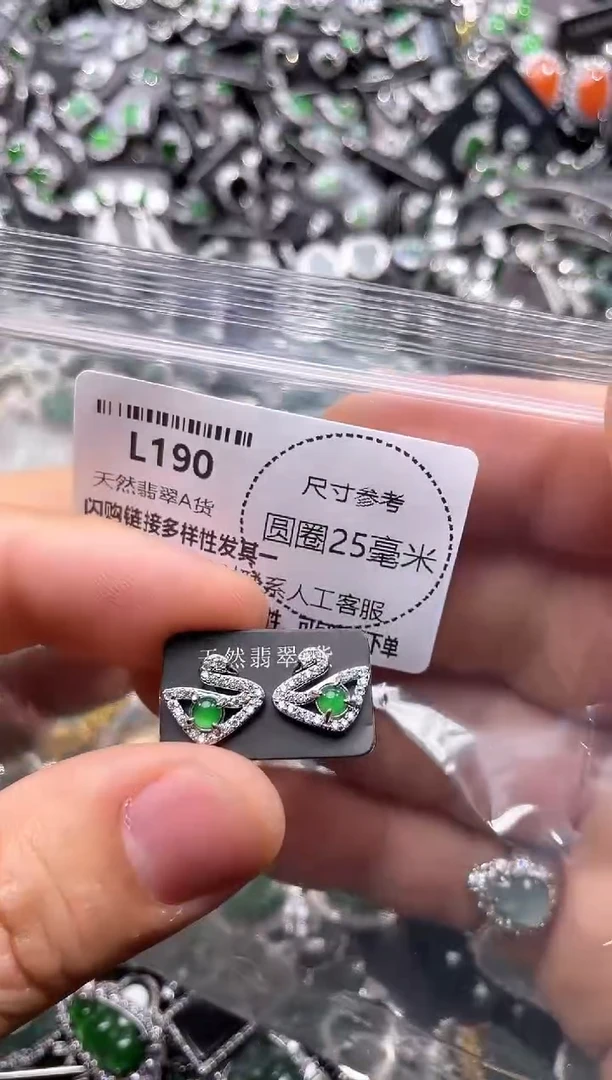 翡翠未镶嵌颈饰L190耳钉
