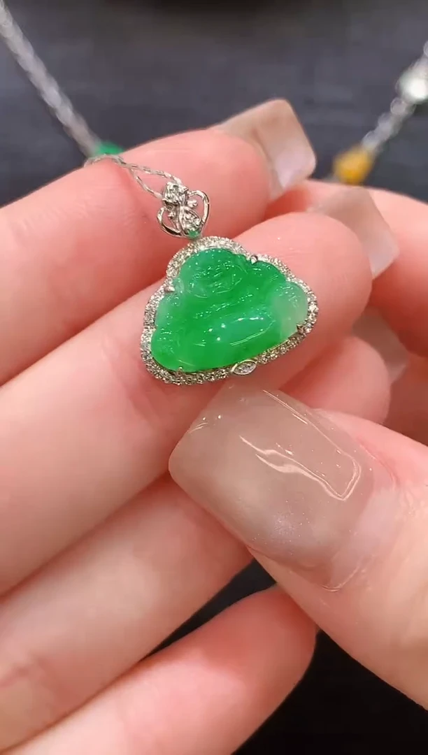 吊坠(不含链)18K金镶嵌翡翠L1248多样性发其一
