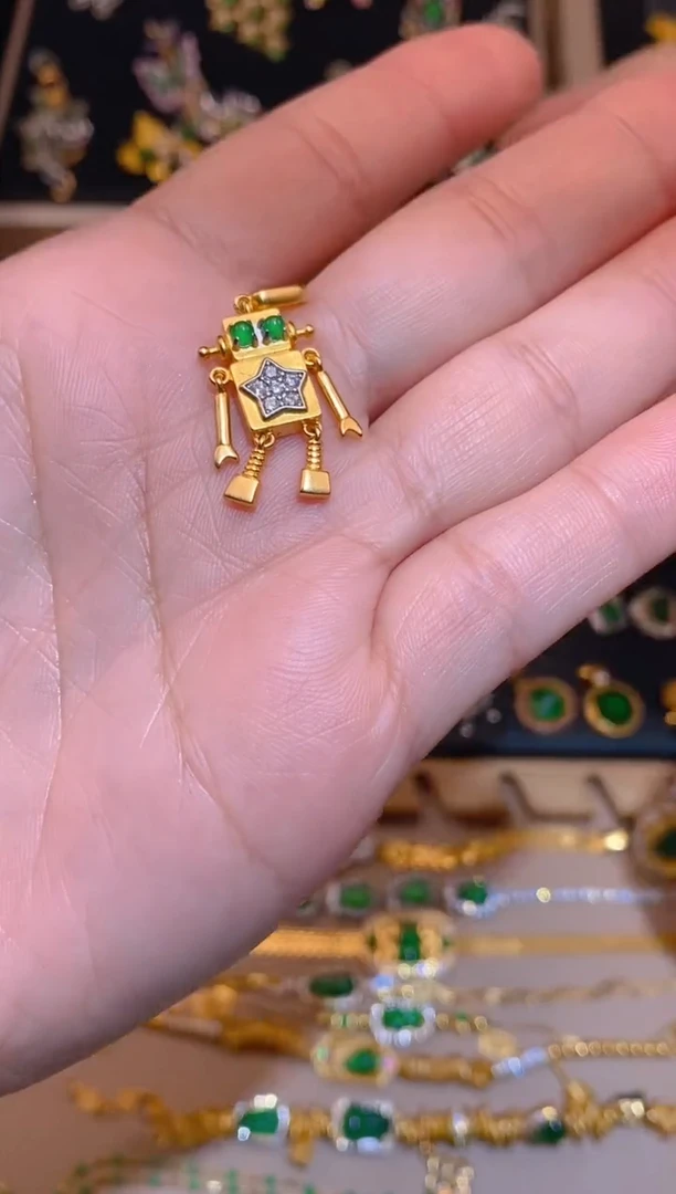 【闪购商品】翡翠吊坠(不含链)银S925镶嵌机器人