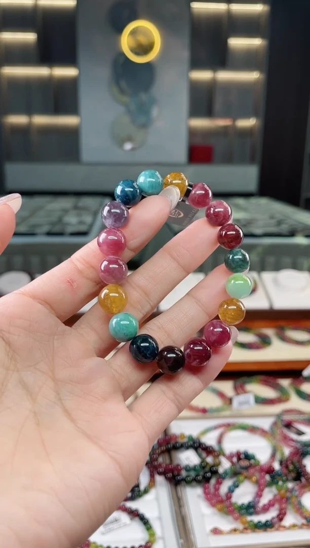 未镶嵌老矿碧玺单圈手串10mm+碧玺多样性发一条T