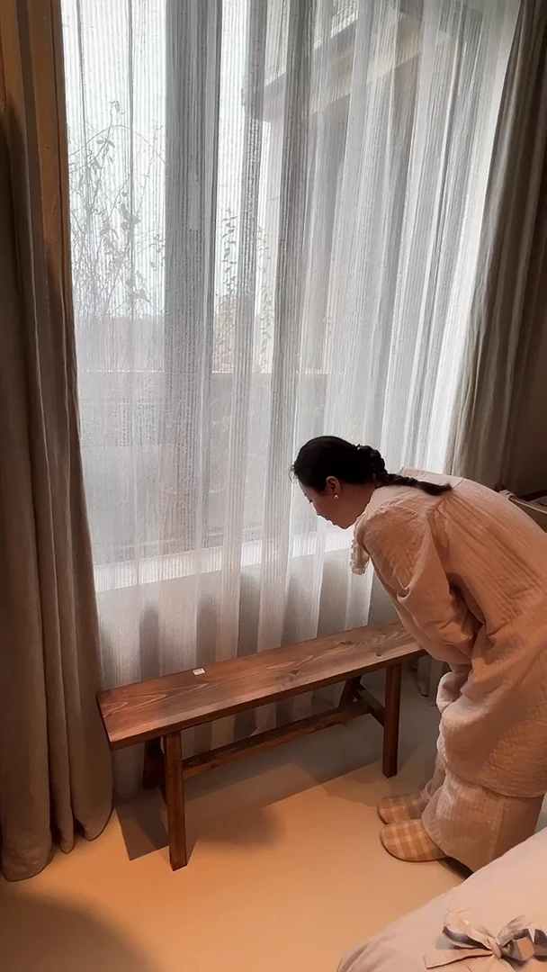 J*L茶道摆件0000无垢木长条凳榫卯9904