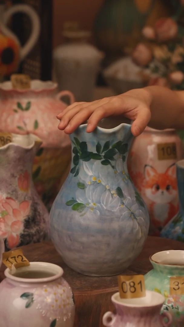 陶瓷377景德镇设计师手作花器摆件侘寂风