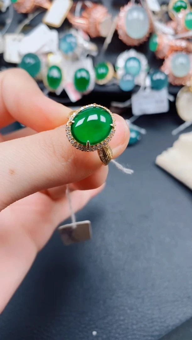 银S925镶嵌戒指翡翠翡翠