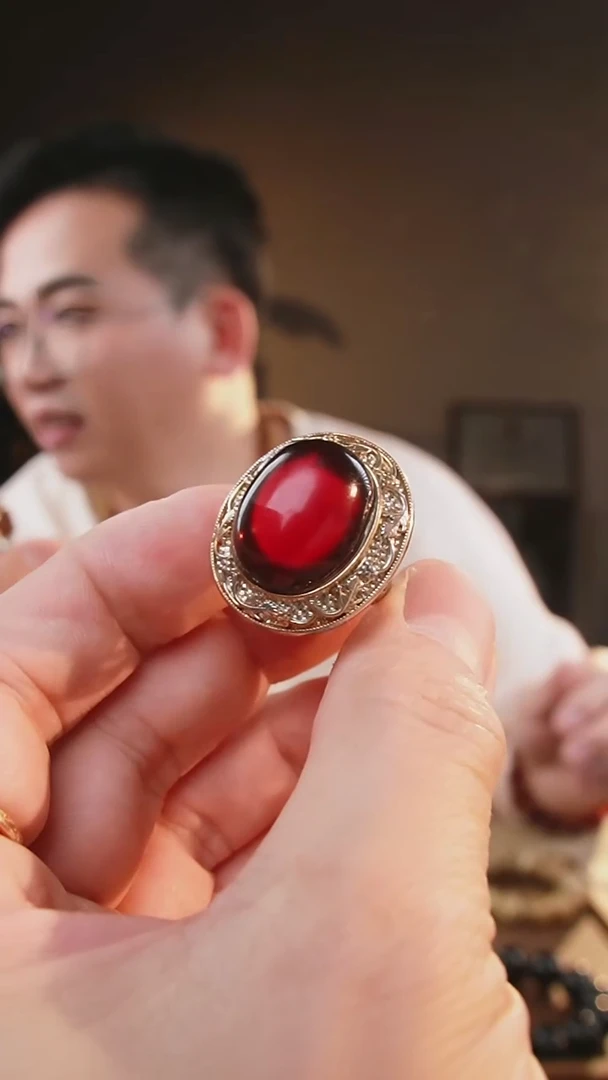 裸石琥珀未镶嵌天然琥珀戒指