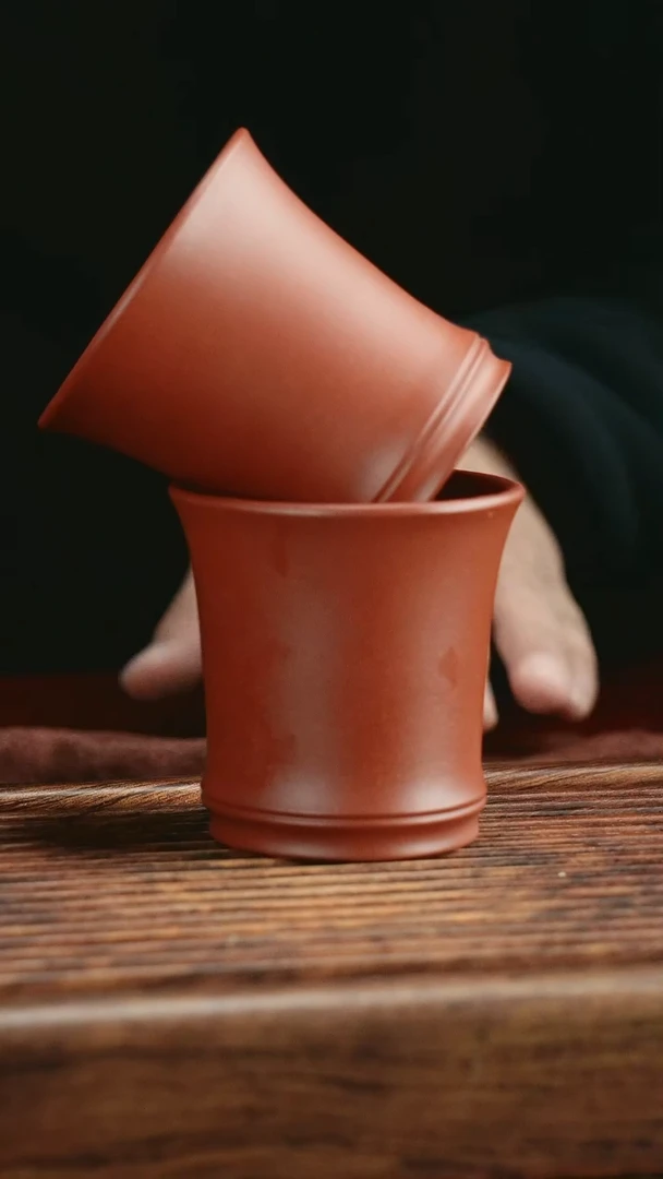 【闪购商品】紫砂茶杯竹节大红袍2个