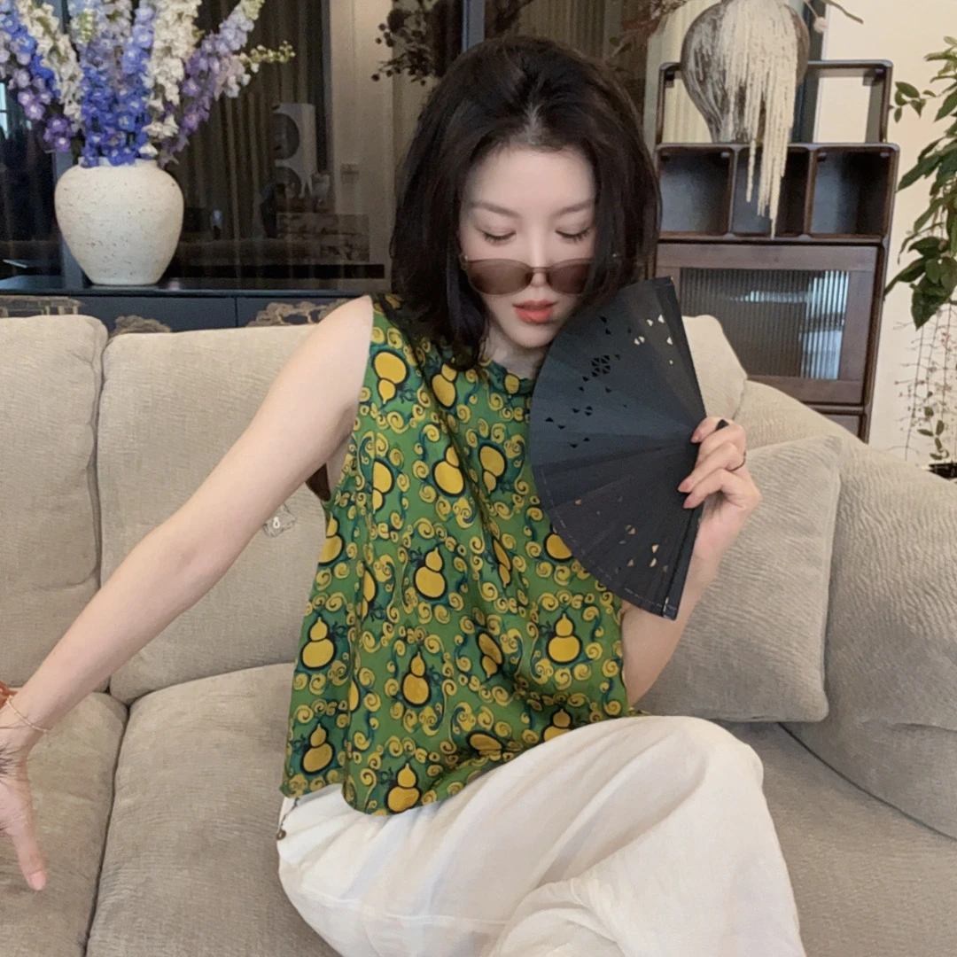 【悦悦专属】新中式国风八宝葫芦圆领复古马甲Y338