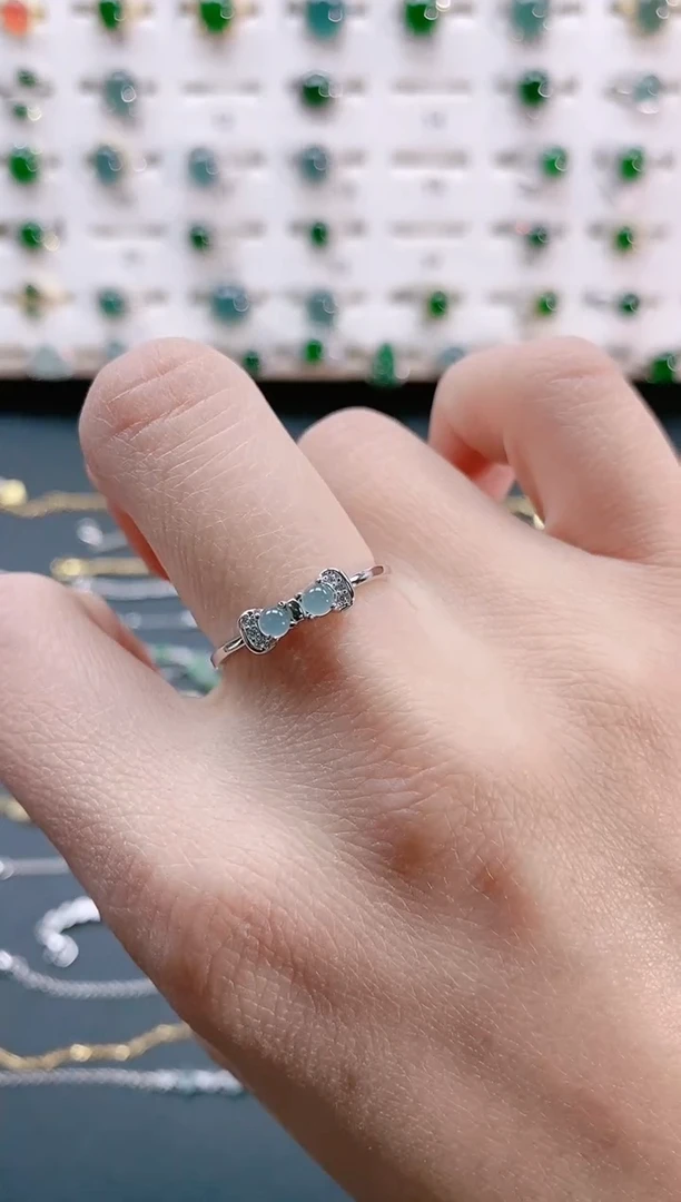 【闪购商品】翡翠戒指银S925镶嵌天然翡翠