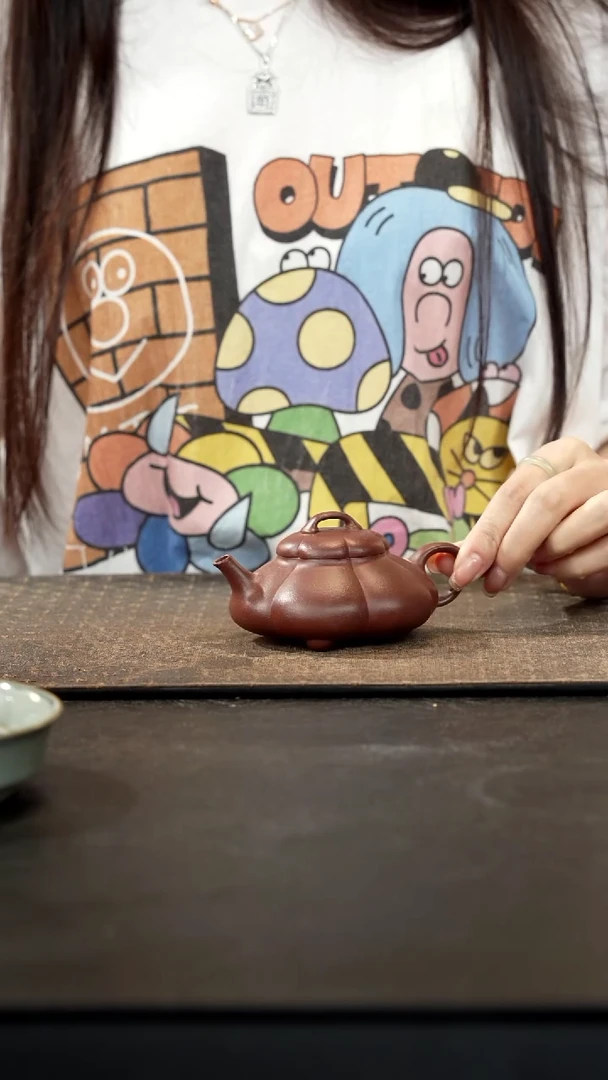 茶壶紫砂桃花紫泥锦葫瓢140cc