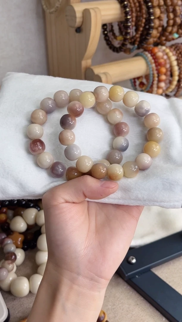 菩提根/象牙果手串水蜜桃紫美人玉化苹果12*13现穿