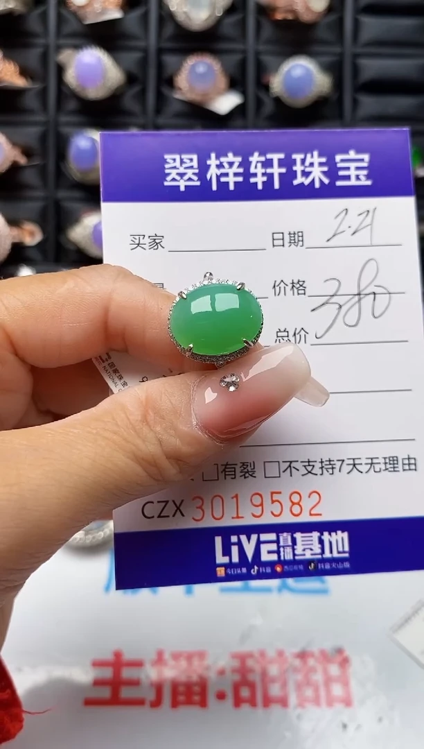 【闪购商品】翡翠戒指银S925镶嵌9582