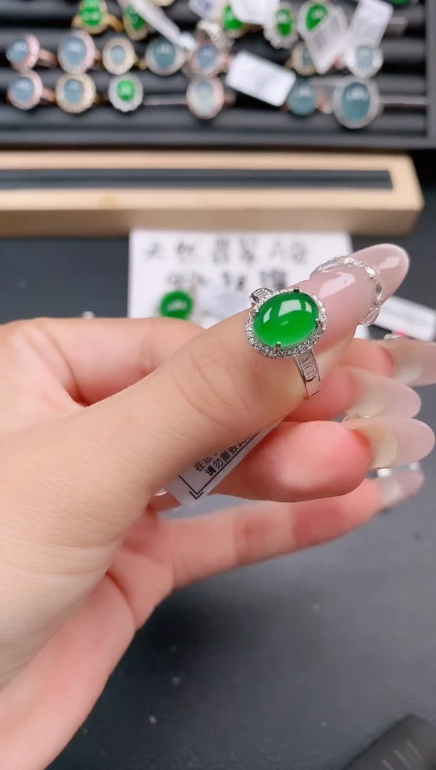 银S925镶嵌戒指翡翠11111111