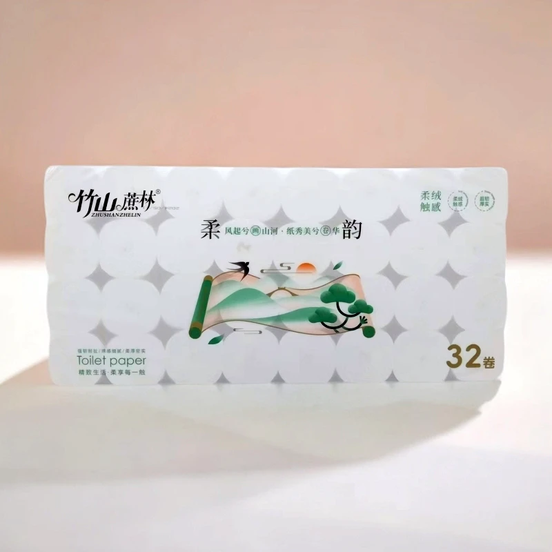 竹山蔗林超大卷10斤实惠装32卷家庭装卷纸