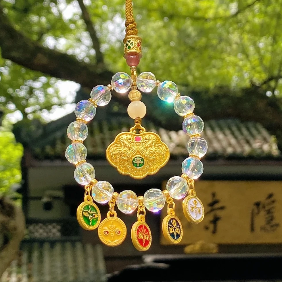 水晶车载挂件炫彩新车装饰灵隐元宝送礼女神吊坠精致车挂饰品