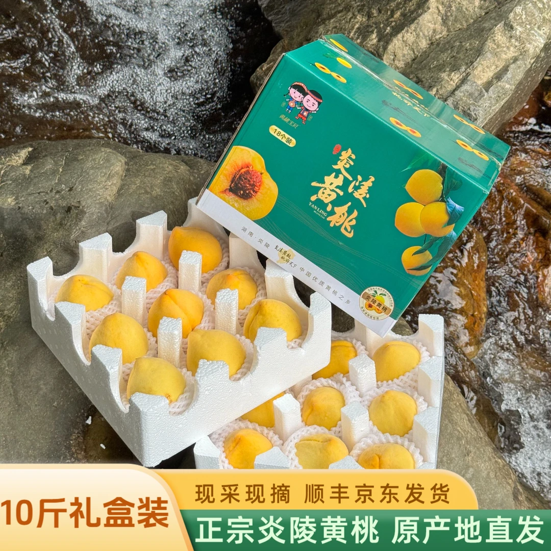 炎陵黄桃大果原产地直发现摘现发水果10斤礼盒装正宗炎陵锦绣黄桃