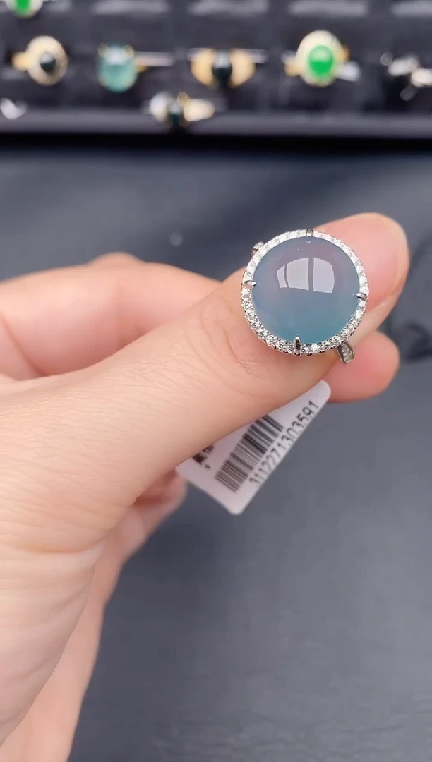 银S925镶嵌戒指翡翠天然a货翡翠207