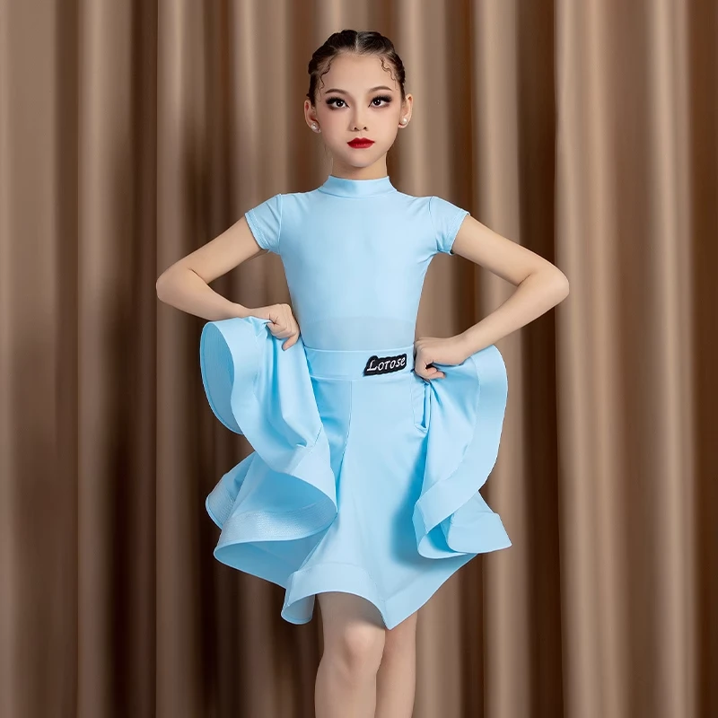 新款儿童拉丁舞服标准赛服女童专业规定比赛服高档少儿演出服分体