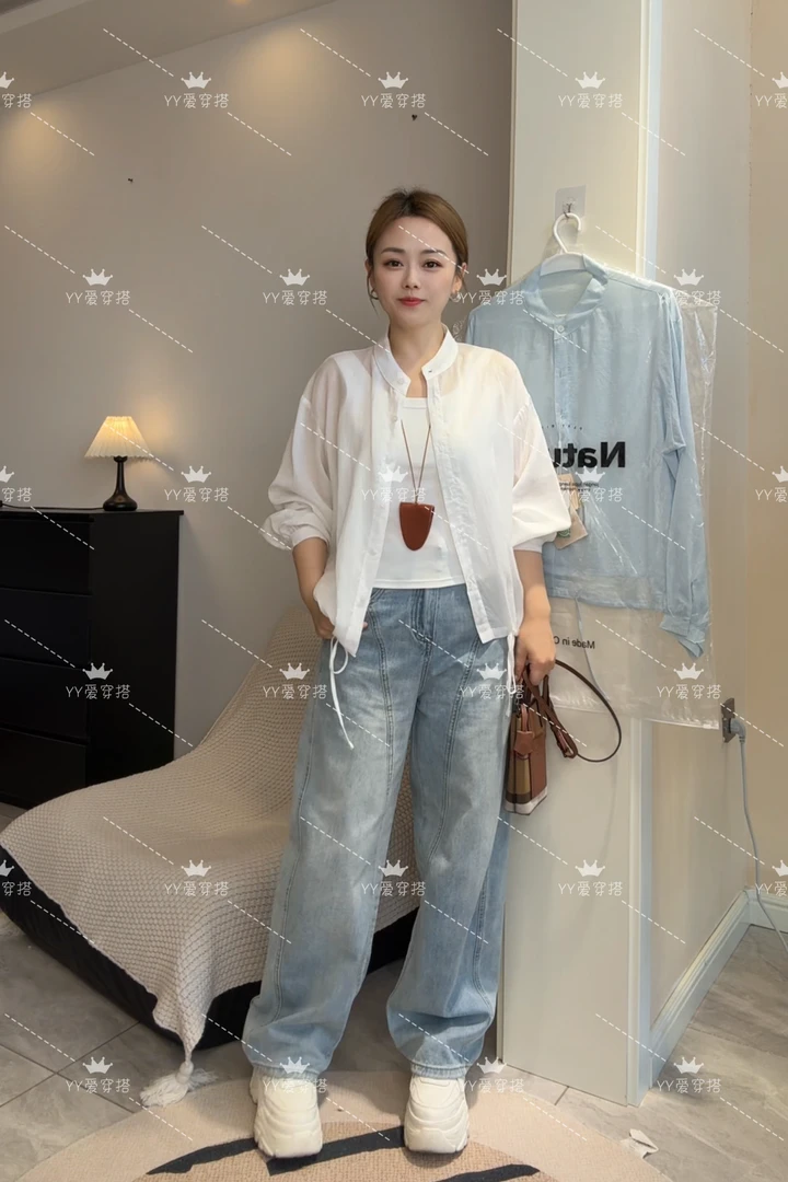 兰精天丝亚麻立领衬衫莱赛尔雨露麻春夏轻薄抽绳宽松圆领上衣