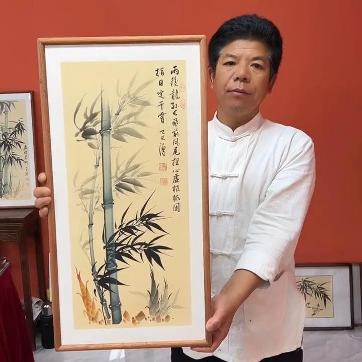 张富民作品/指日定干霄（乌檀木实木框）/古宣/36*70cm左右