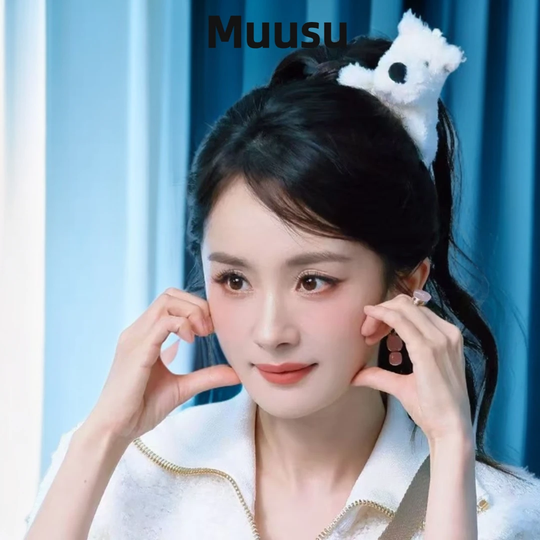【Muusu】新款流光风秋冬毛绒软萌发夹后脑勺卡通可爱头饰