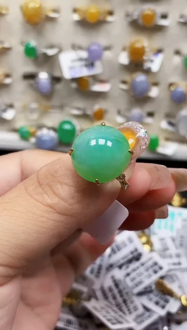 银S925镶嵌戒指翡翠0156