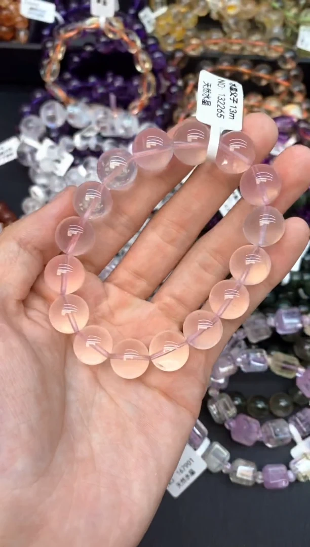 水晶手串未镶嵌A31粉水13mm