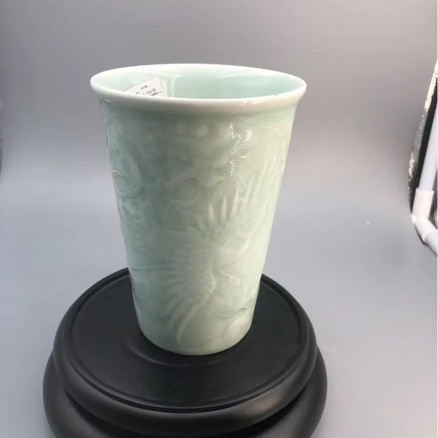 景德镇官方甄选 何平窑 影青雕刻可乐杯
