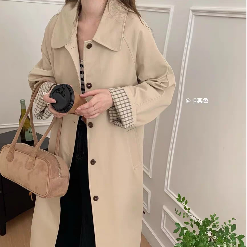 89015春款时尚中长款风衣外套