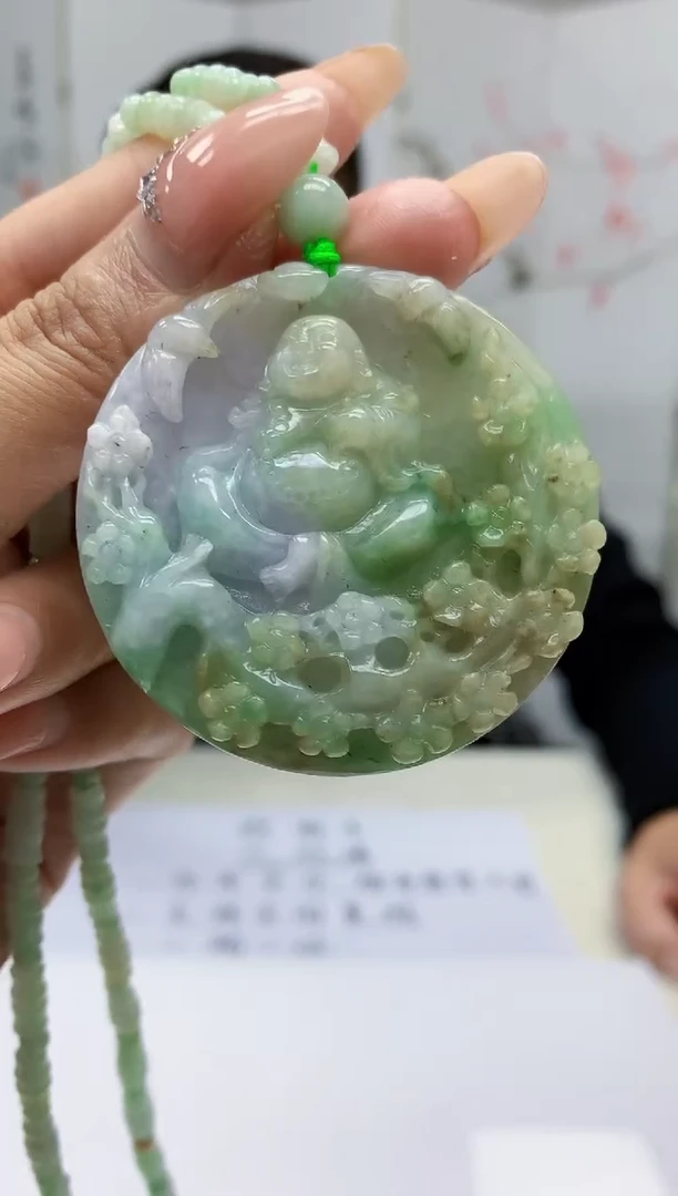 【闪购商品】定制翡翠未镶嵌5152MM-毛货挂件62赠珠链