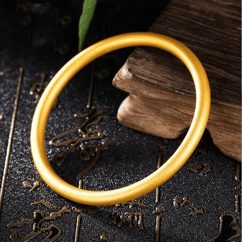 铜合金手镯 古法素圈手镯高定版实心传承素款不掉色沙色仿金百搭