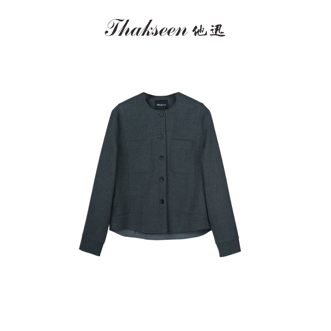 thakseen/他迅分割设计圆领外套625362210178