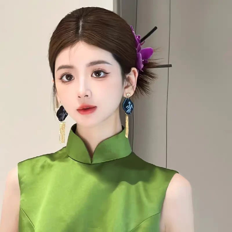 喜看优选15368蝴蝶兰木簪新娘饰唯美百搭时尚拍照摄影发饰品