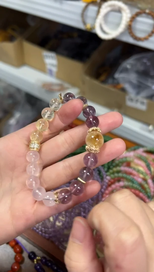 【闪购商品】水晶手链未镶嵌多宝紫黄粉水晶设计款手串[1600]