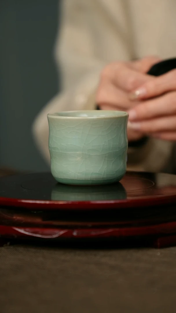 全品 竹节杯 仿古釉