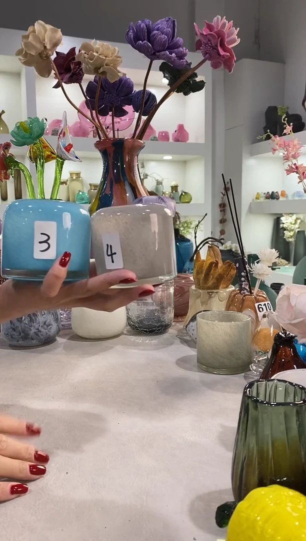 慕忆家手作琉璃花瓶一对