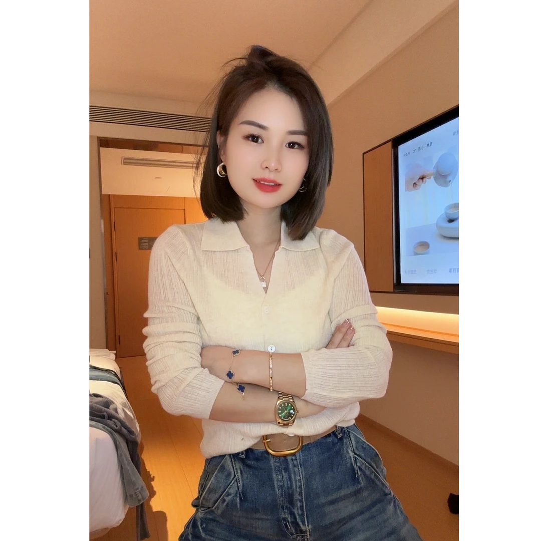 #GY2025#百搭显瘦长袖V领毛衣