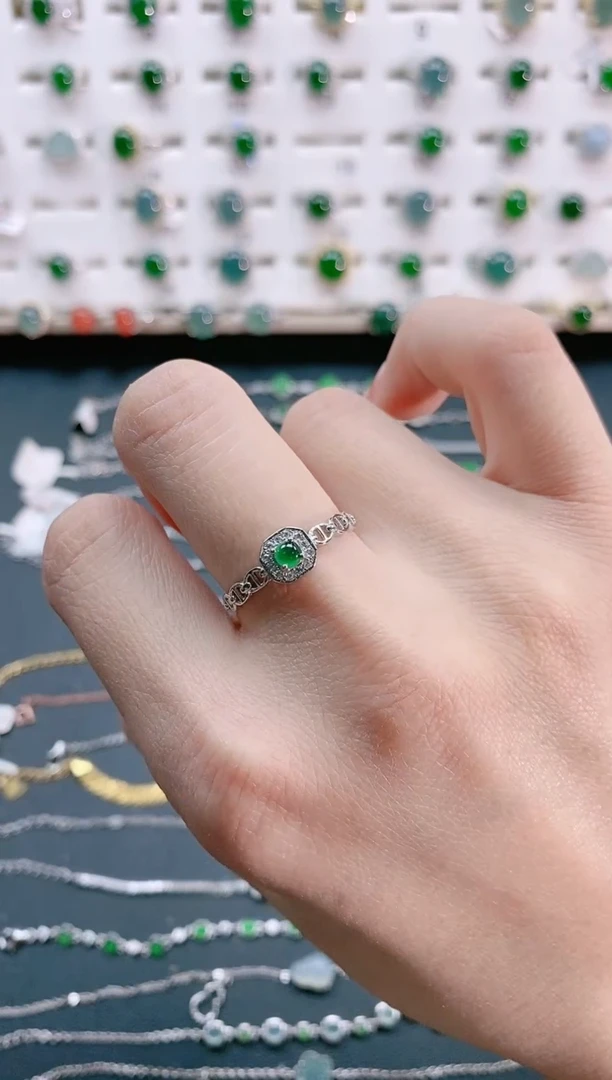 【闪购商品】翡翠戒指银S925镶嵌天然翡翠