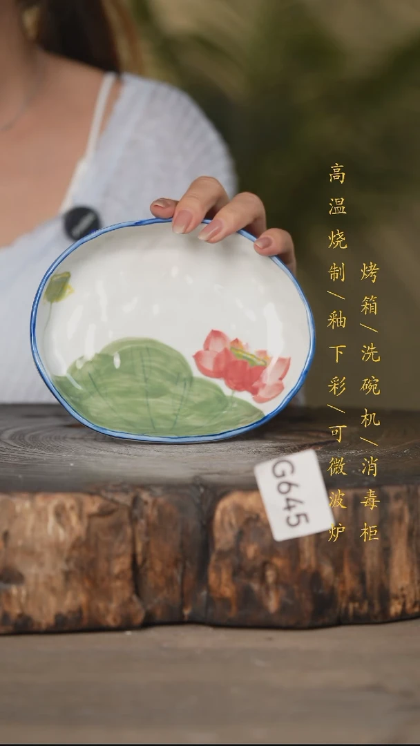 瓷片景德镇高温釉下彩可微波烤箱洗碗机645