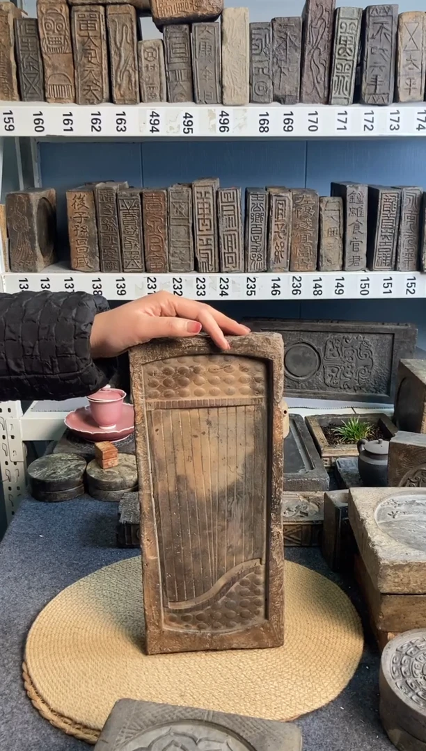 川*古砖雕刻砚台壶承