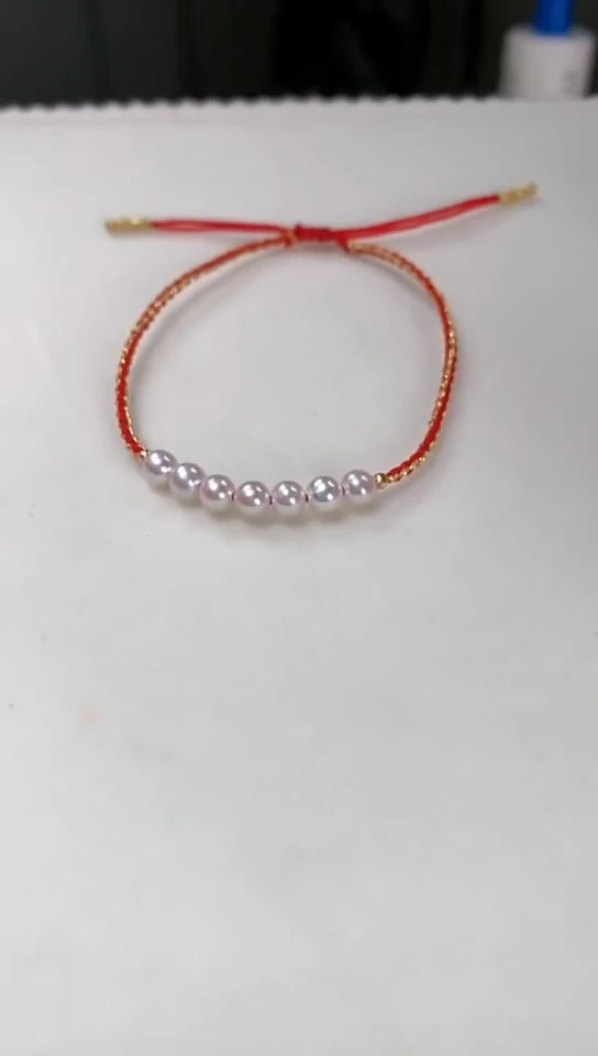 【闪购商品】淡水珍珠手绳18K金镶嵌七珠红绳