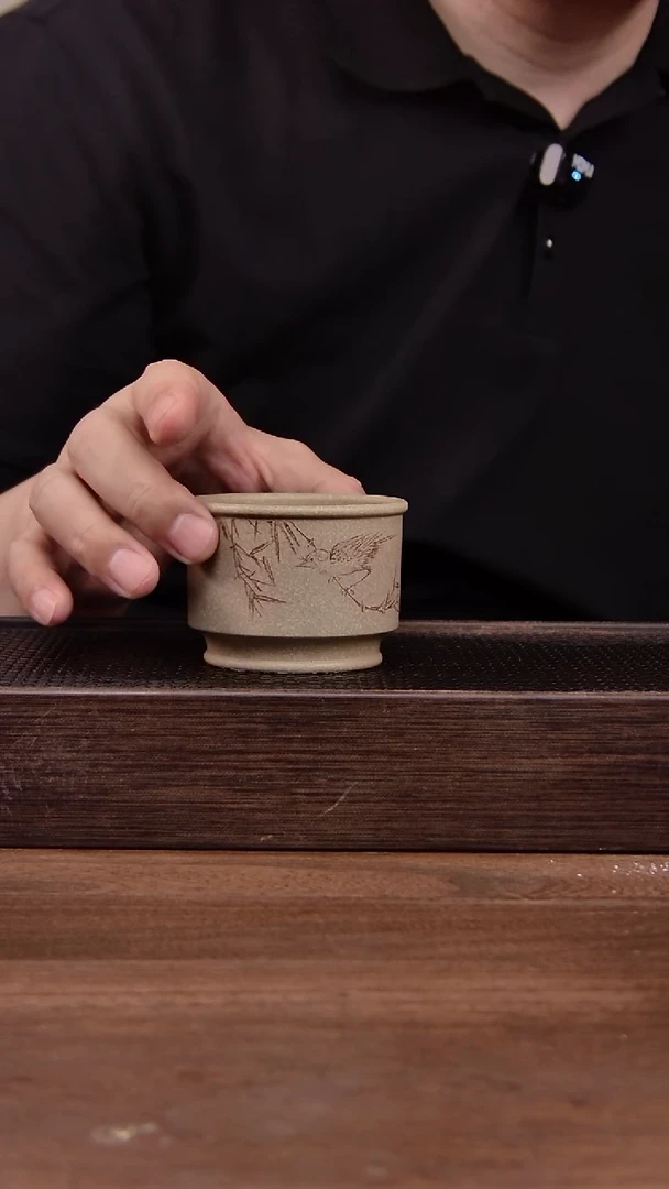 茶壶紫砂本绿刻绘竹子压手杯！！！