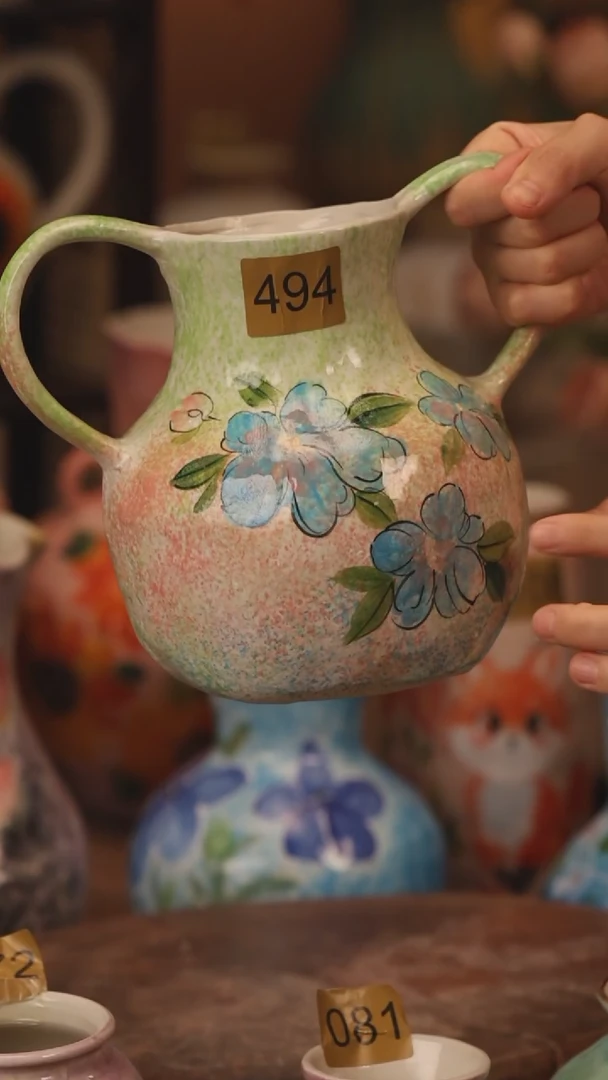 陶瓷494景德镇设计师手作花器摆件侘寂风