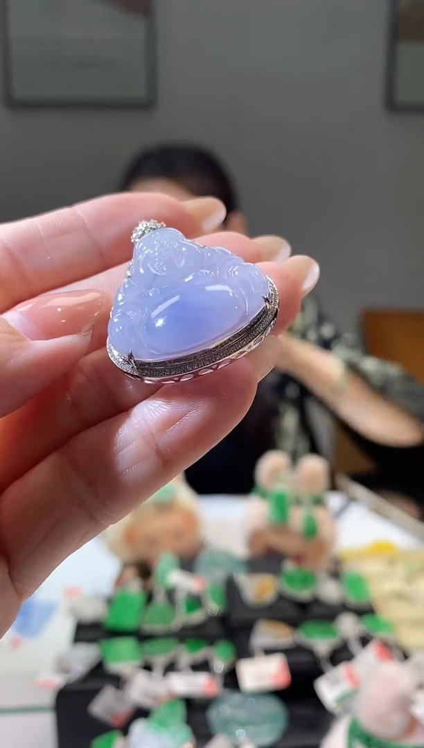 吊坠(不含链)18K金镶嵌翡翠佛公