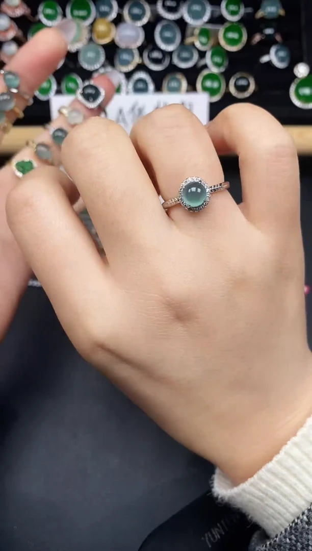 银S925镶嵌戒指翡翠28535