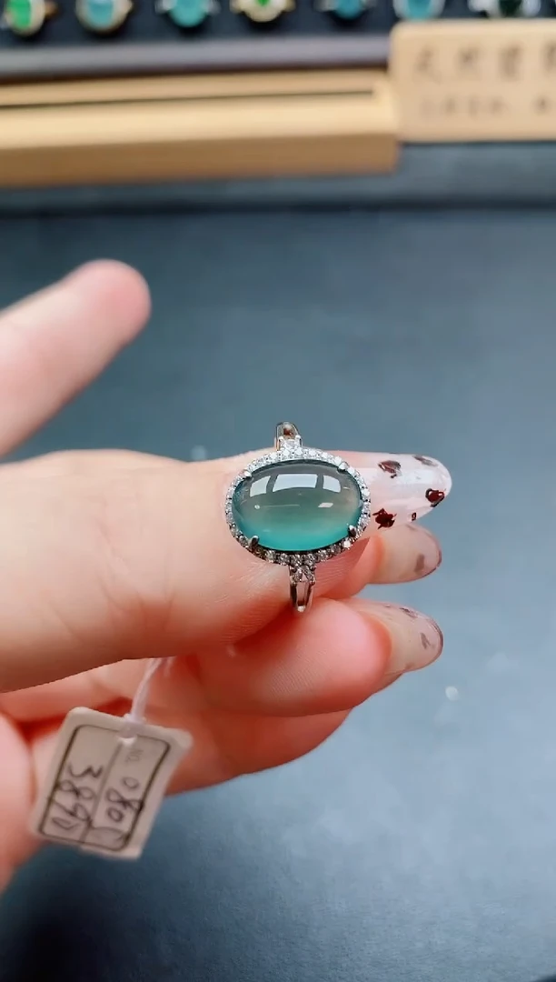 银S925镶嵌戒指翡翠1