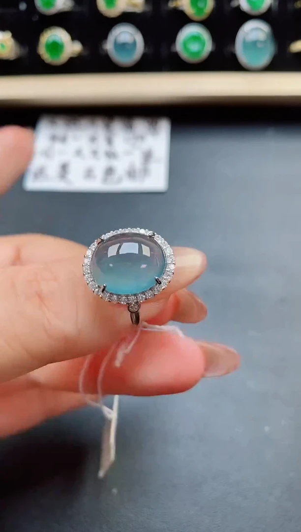 翡翠戒指银S925镶嵌21321