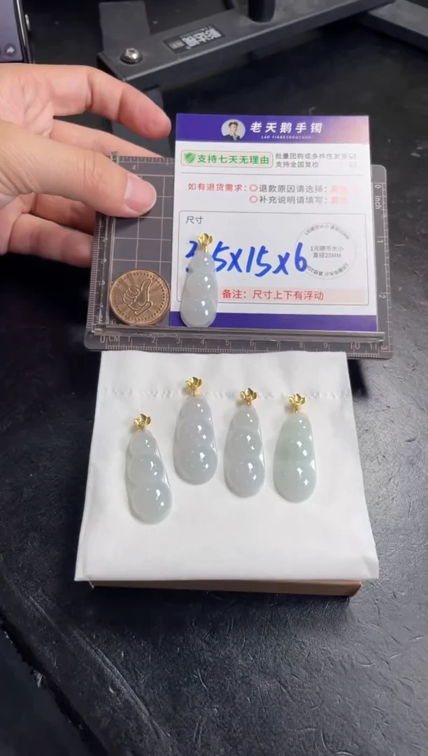 翡翠挂件银S925镶嵌豆子FL6配绳/多样性发其一CP