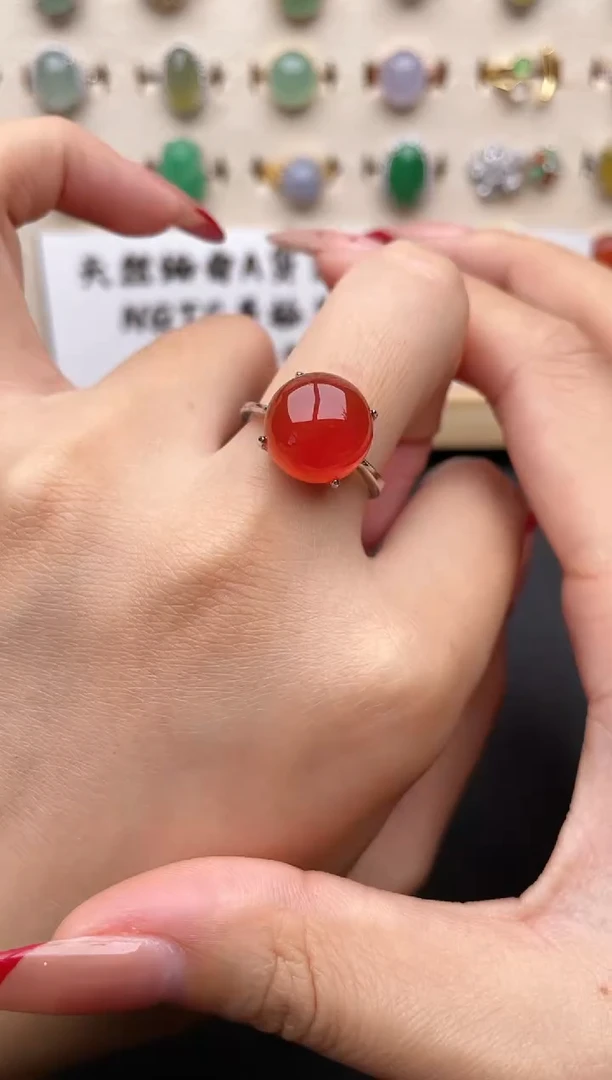 【闪购商品】玛瑙/玉髓戒指银S925镶嵌一物一证一礼盒