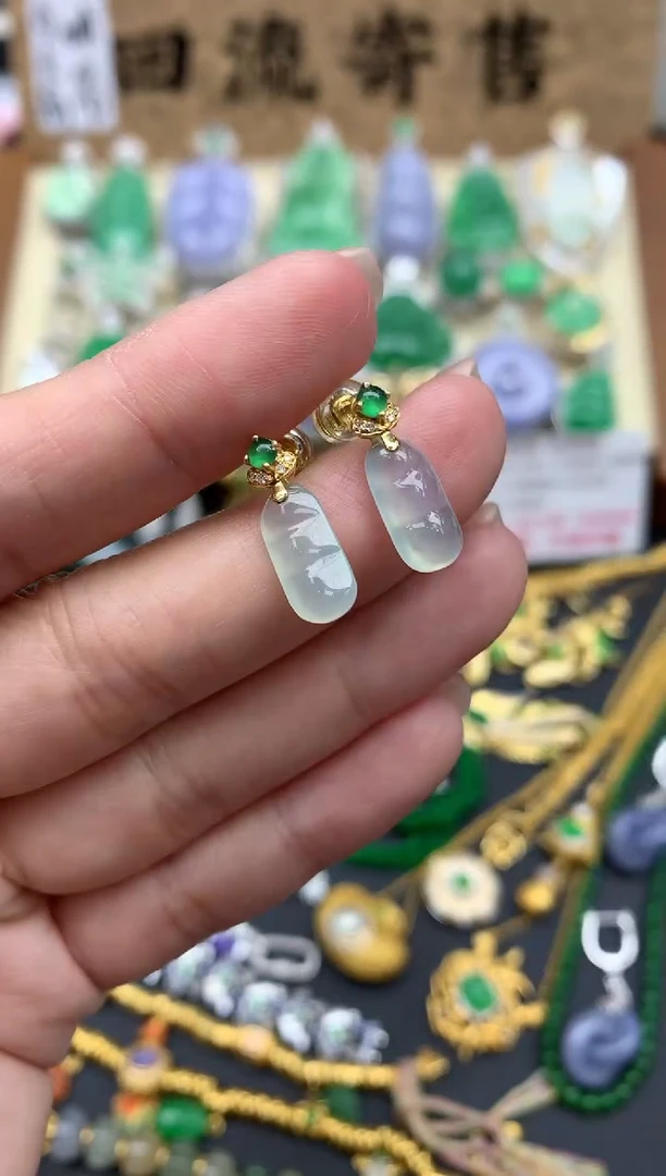 【闪购商品】翡翠耳饰18K金镶嵌106-中国好珍宝