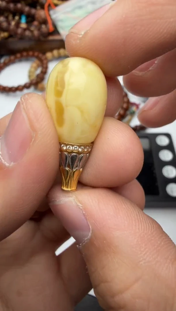 裸石蜜蜡足金镶嵌配饰